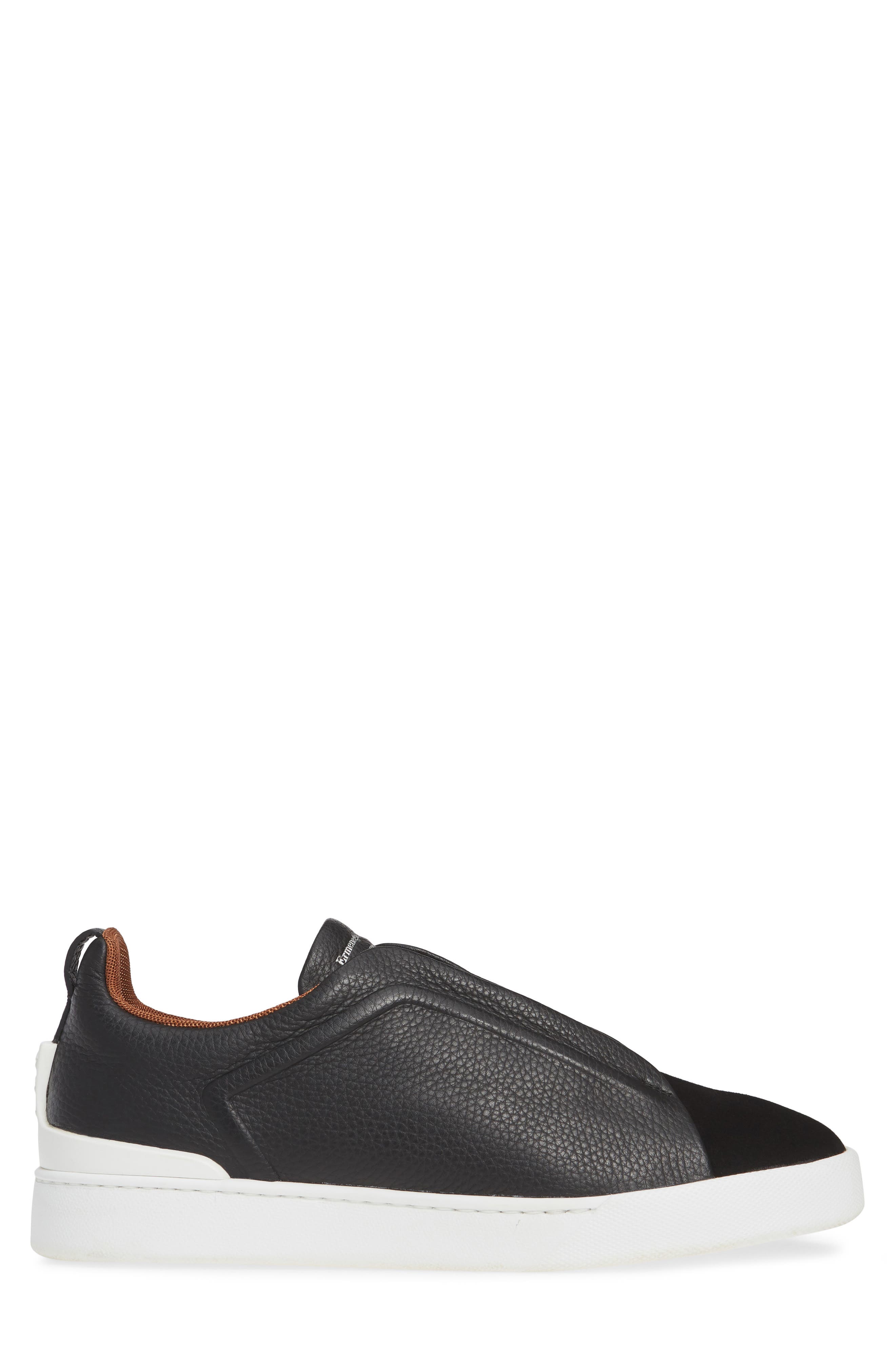 Ermenegildo Zegna Slip-On Sneaker, Alternate, color, BLACK/ BLACK