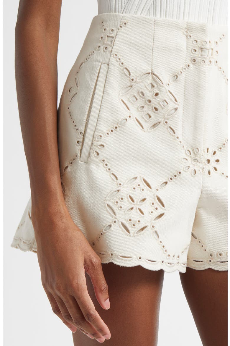 Jazmin High Waist Eyelet Embroidered Shorts, Alternate, color, ECRU