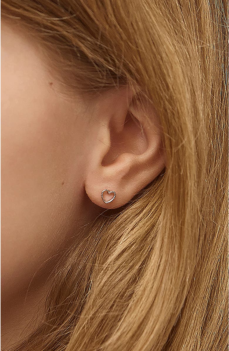 In Season Jewelry Tiny Open Textured Heart Earrings, Alternate, color, Silver