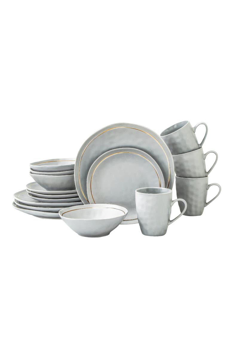 Stone Lain Clara Porcelain 16-Piece Dinnerware Set, Main, color, Gray
