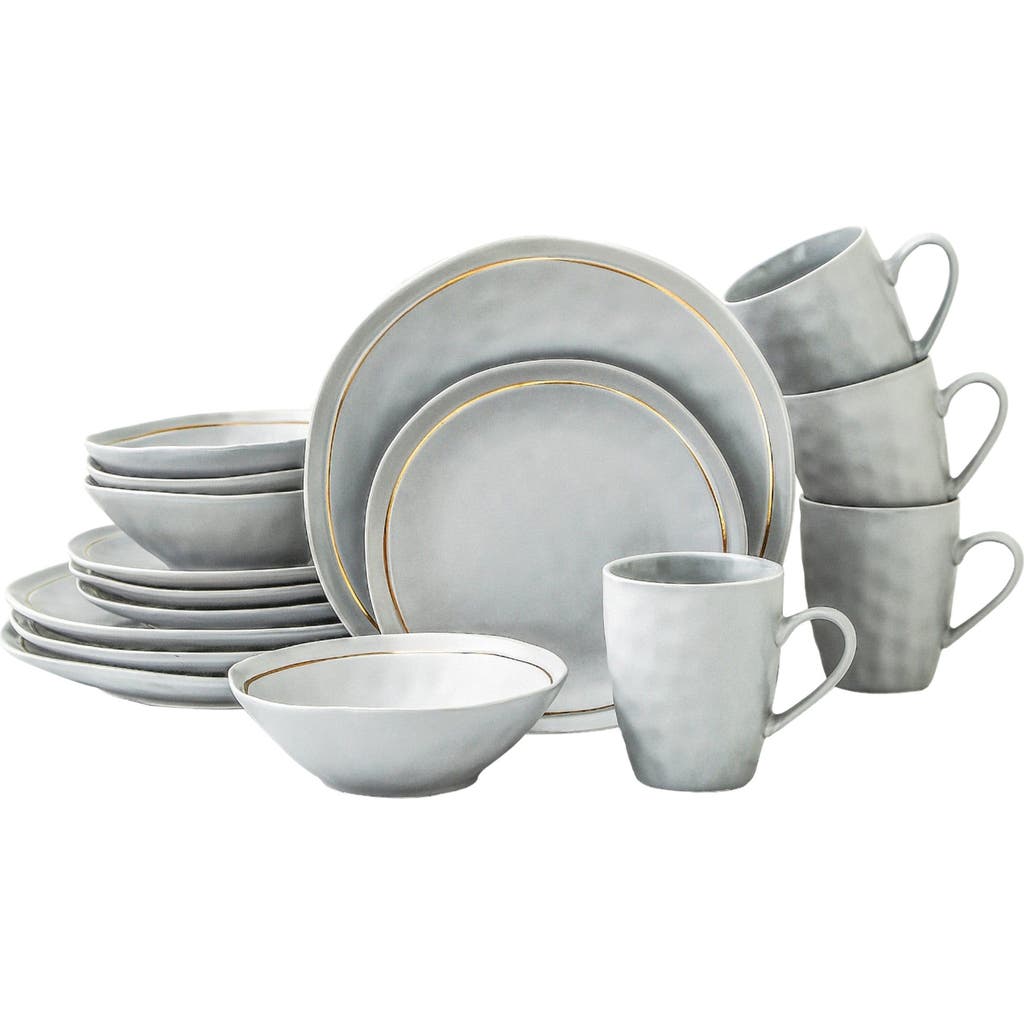 Stone Lain Clara Porcelain 16-piece Dinnerware Set In Gray