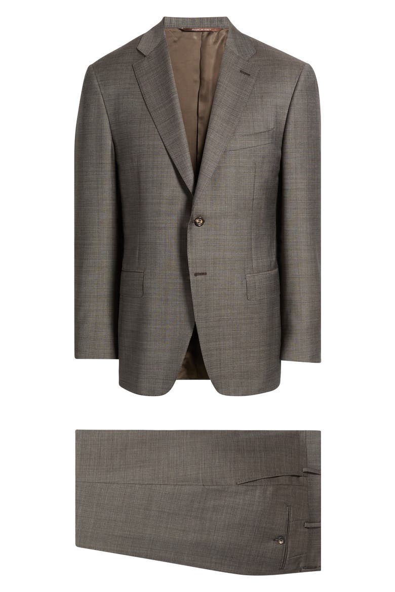 Siena Regular Fit Brown Mélange Wool Suit, Alternate, color, BROWN