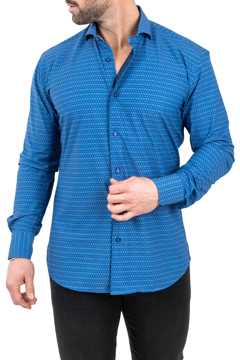 Einstein Stretch Spectecal Button-Up Shirt, Alternate, color, BLUE