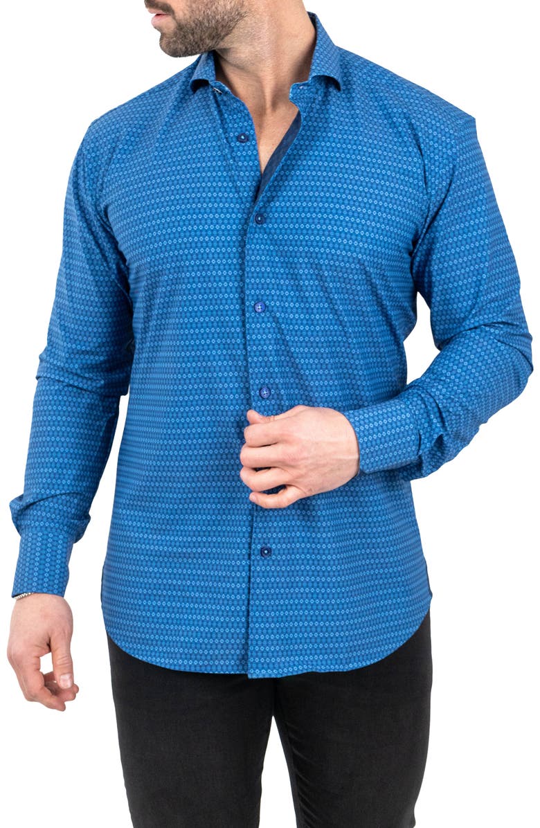 Maceoo Einstein Stretch Spectecal Button-Up Shirt, Alternate, color, Blue