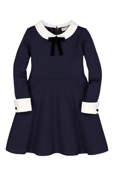 Girls' French Look Ponte Dress with Bow, Toddler