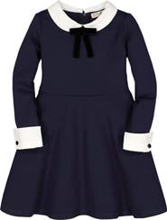 Hope & Henry Girls' French Look Ponte Dress with Bow, Toddler