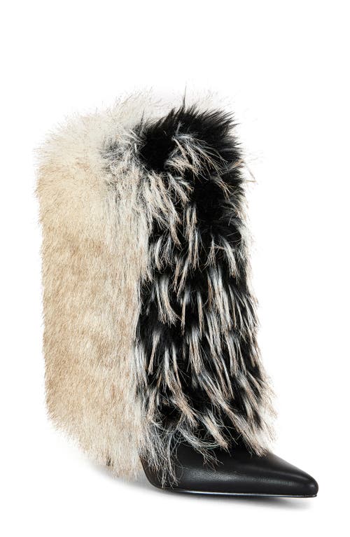 Azalea Wang Astrali Faux Fur Stiletto Bootie In Multi