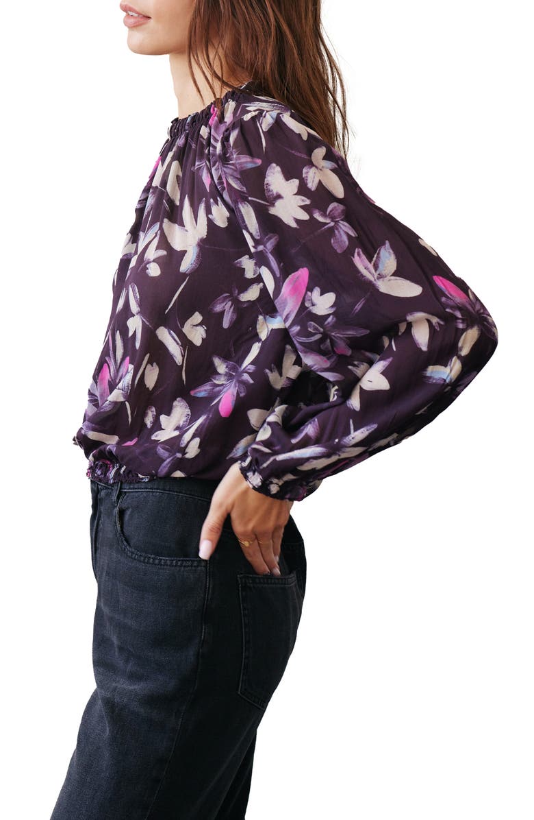 Bella Dahl Smocked Neck Long Sleeve Blouse, Alternate, color, 