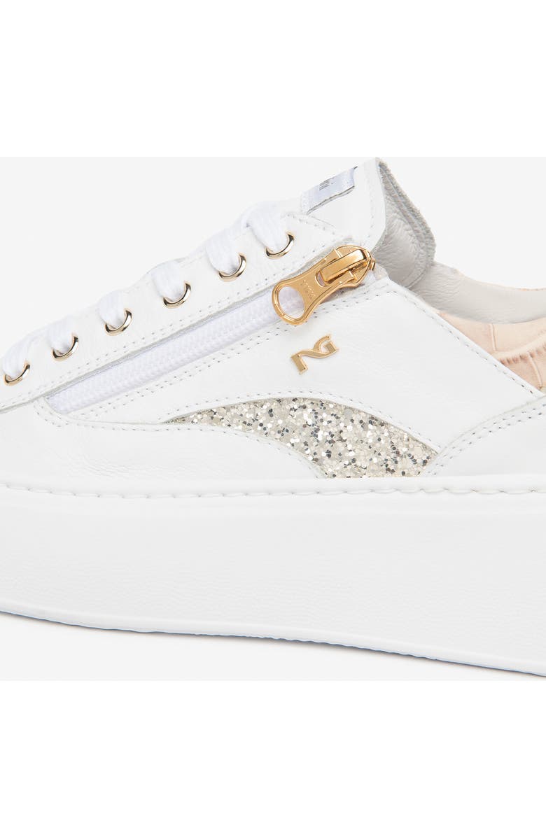 NeroGiardini Side Zip Platform Sneaker, Alternate, color, White Multi
