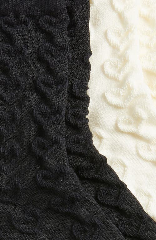 Stems 2-pack Textured Heart Crew Socks In Black/ivory