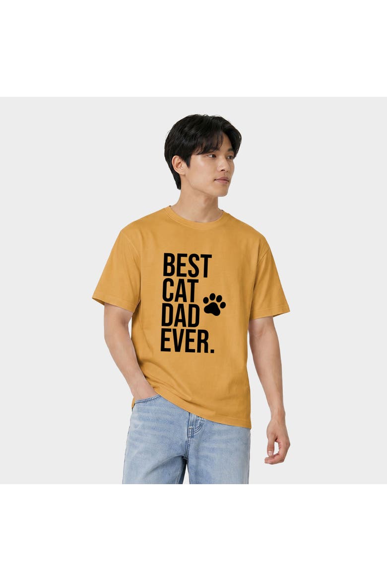 Best Cat Dad Ever Paw Garment Dyed T-Shirt, Main, color, Mustard