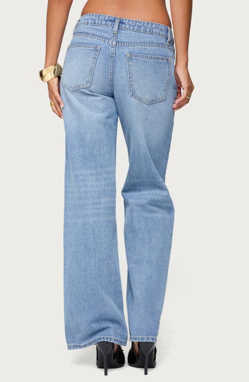 Edikted Holly Mid Rise Straight Leg Jeans In Blue