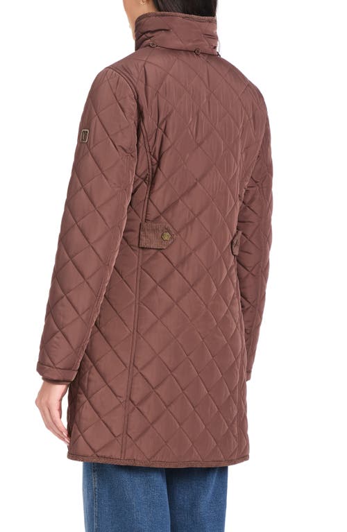 Vince Camuto Water Resistant Quilted Coat With Removable Hood In Brown