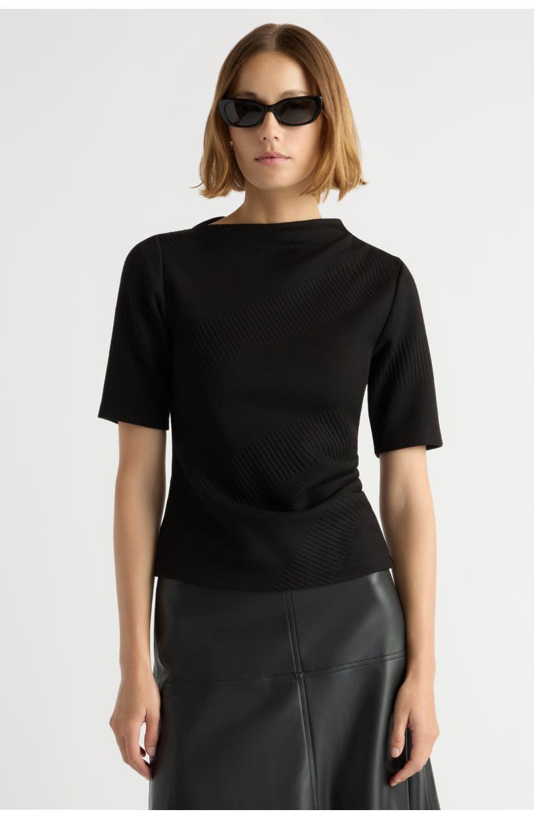 Modern Citizen Pauline Ribbed Asymmetric Neck Top, Main, color, Black