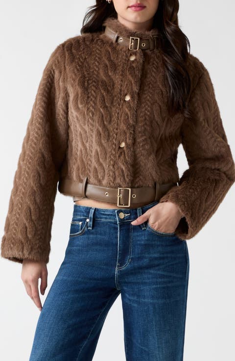 Laura Braided Faux Fur Cropped Jacket