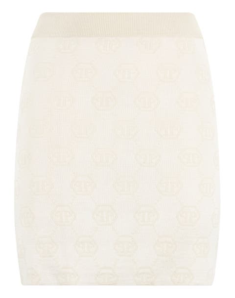 Merino Wool Mini Skirt Jacquard Monogram Women