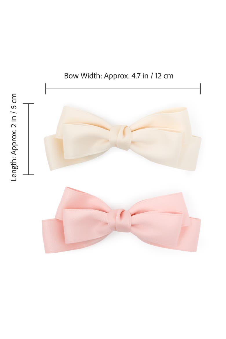 Large Double Bow Clip Set, Alternate, color, Blush Pink & Ivory