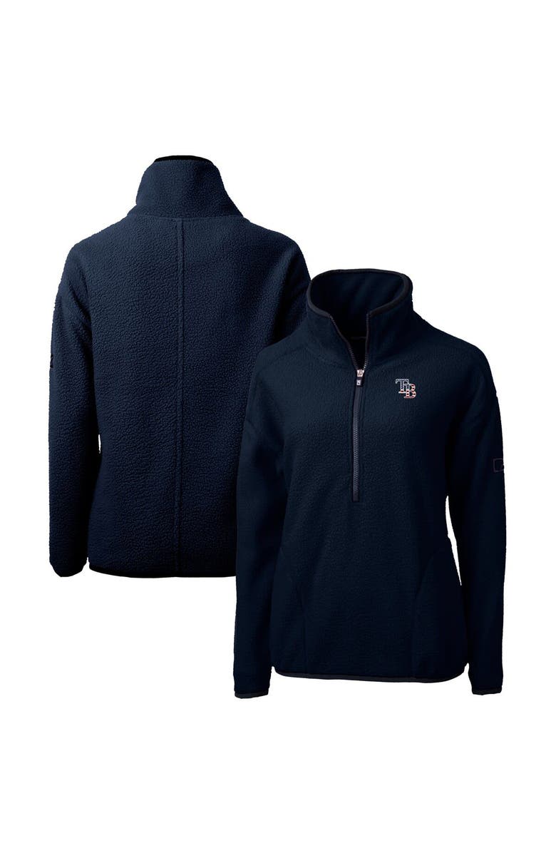 Cutter & Buck Women's Cutter & Buck Navy Tampa Bay Rays Americana Logo Cascade Eco Sherpa Fleece Half-Zip Pullover Jacket, Main, color, 