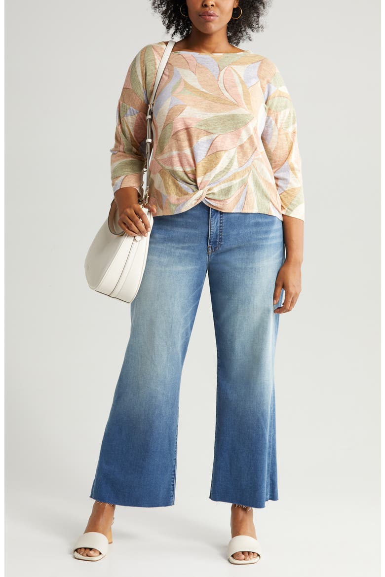 Meg High Waist Raw Hem Wide Leg Jeans, Main, color, MILESTONE