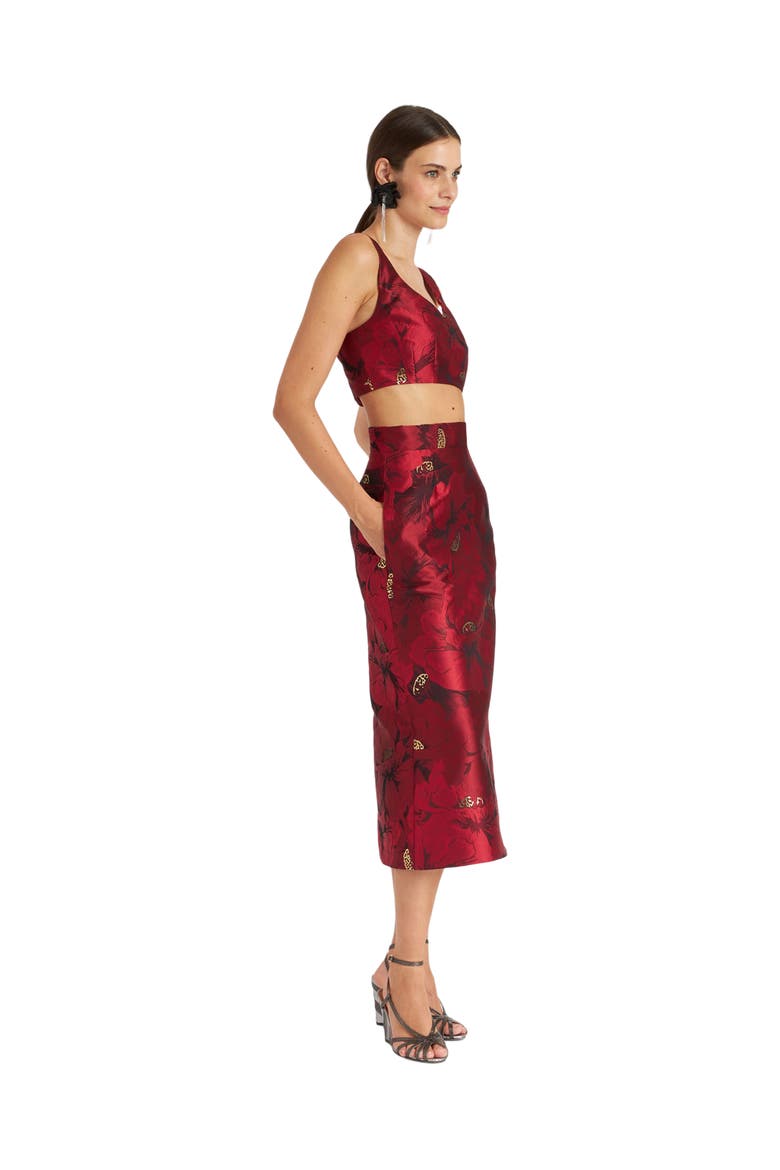 Baia Crop Top Jacquard Ruby Red, Main, color, Jacquard Ruby Red