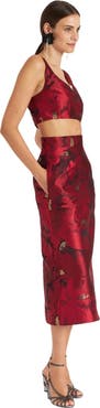 La DoubleJ Baia Crop Top Jacquard Ruby Red