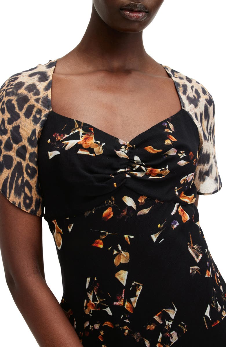 AllSaints Leah Print Maxi Dress, Alternate, color, Kateri Black