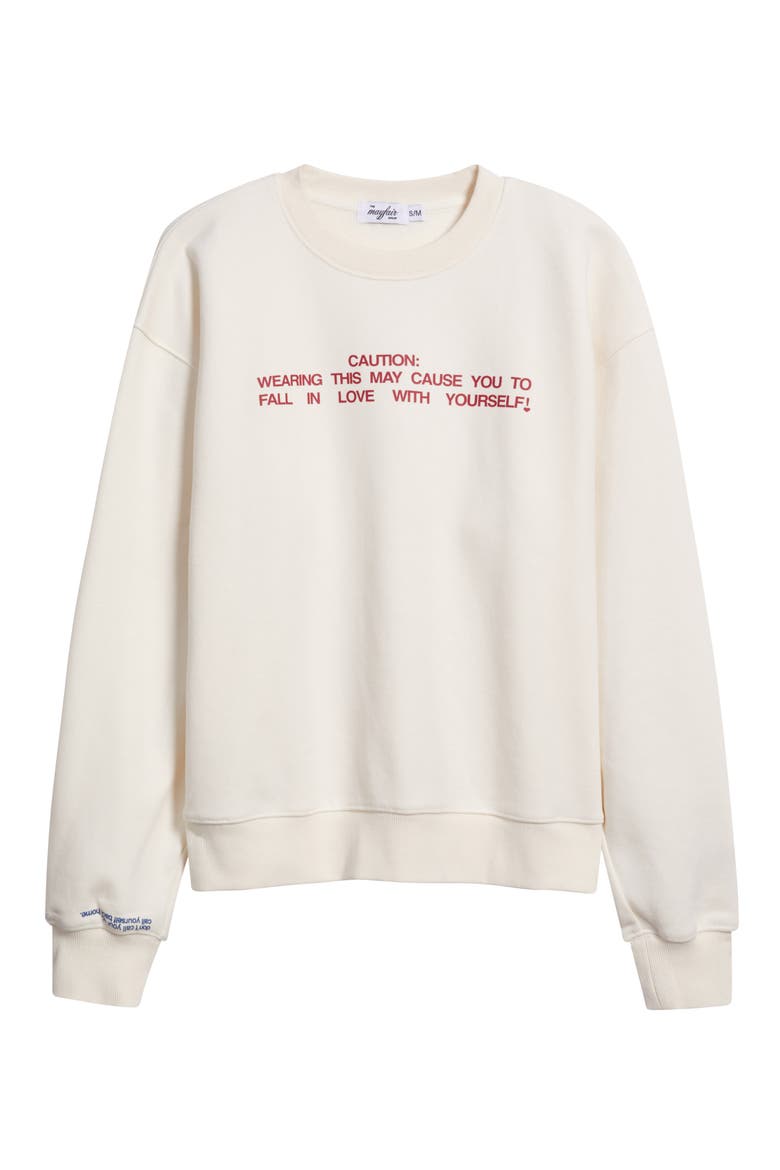 Self Love Club Fleece Graphic Sweatshirt, Alternate, color, CREAM