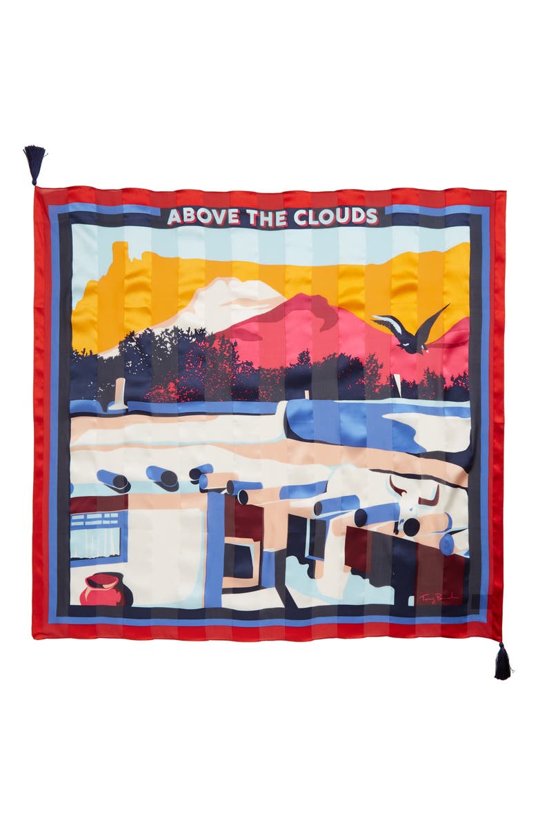 Tory Burch Above The Clouds Tassel Silk Scarf, Alternate, color, 