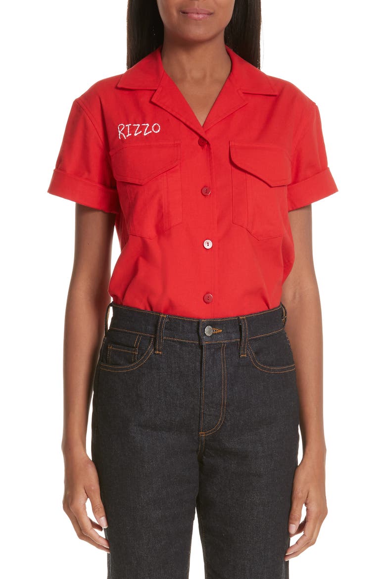 x Paramount Grease Rizzo Embroidered Mechanic Shirt (Nordstrom Exclusive), Main, color, RIZZO RED