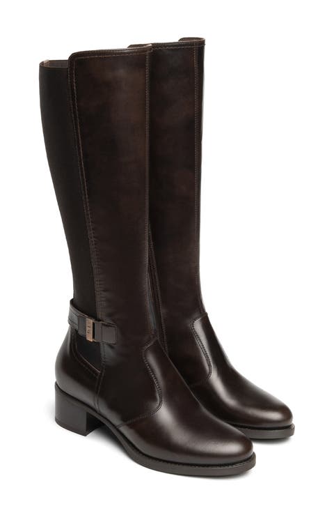 Block Heel Leather Boot