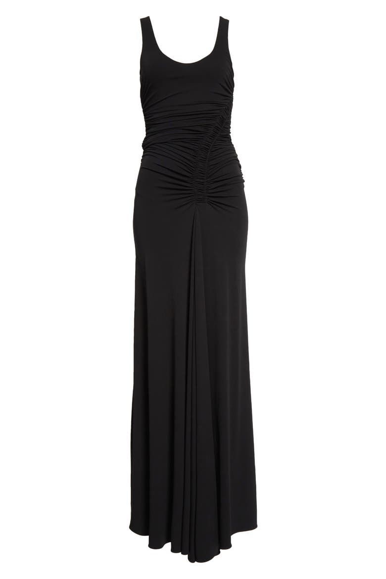 Ruched Jersey Sleeveless Gown, Alternate, color, BLACK