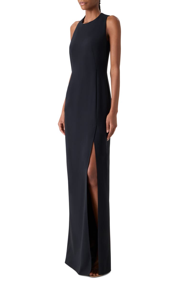 Akris Orbit Cutout Wool Blend Gown, Alternate, color, Black