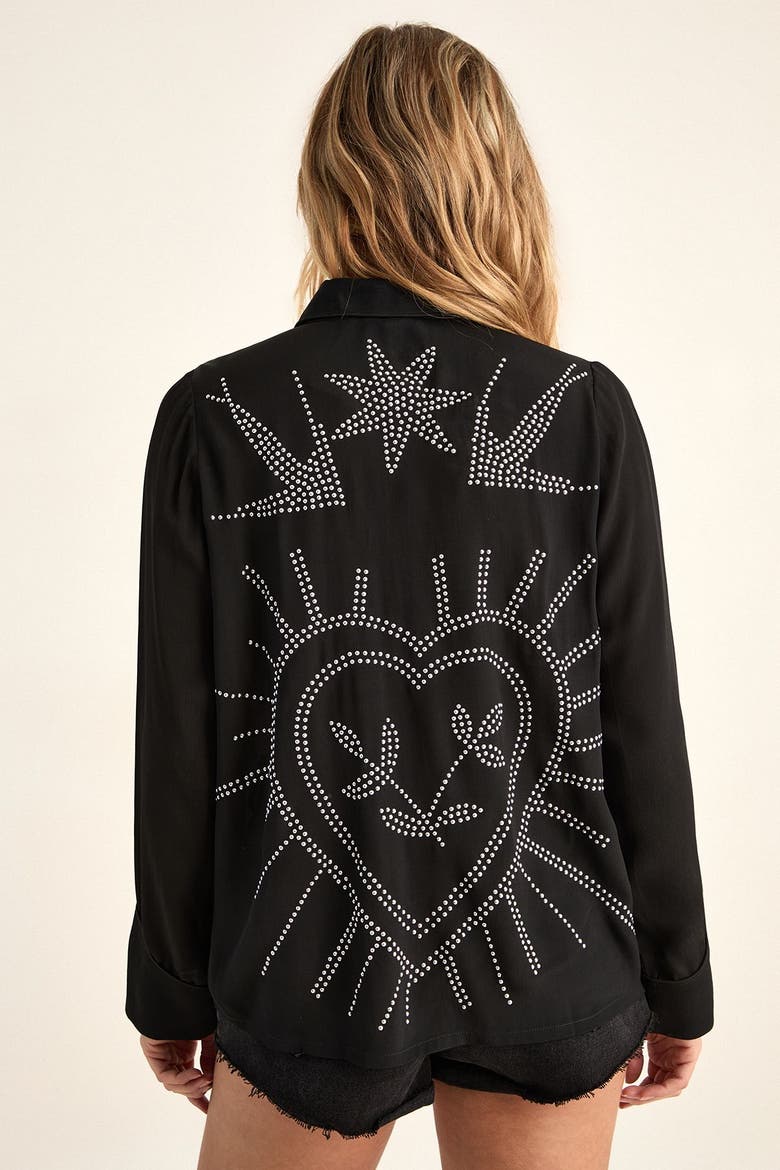 Wild Love Studded Western Shirt, Alternate, color, Black