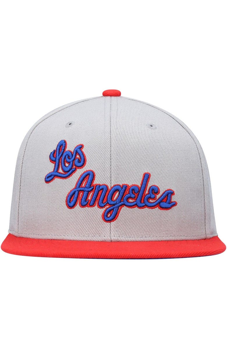 Mitchell & Ness Men's Mitchell & Ness Gray Los Angeles Lakers Hardwood Classics 35th Anniversary Snapback Hat, Alternate, color, 