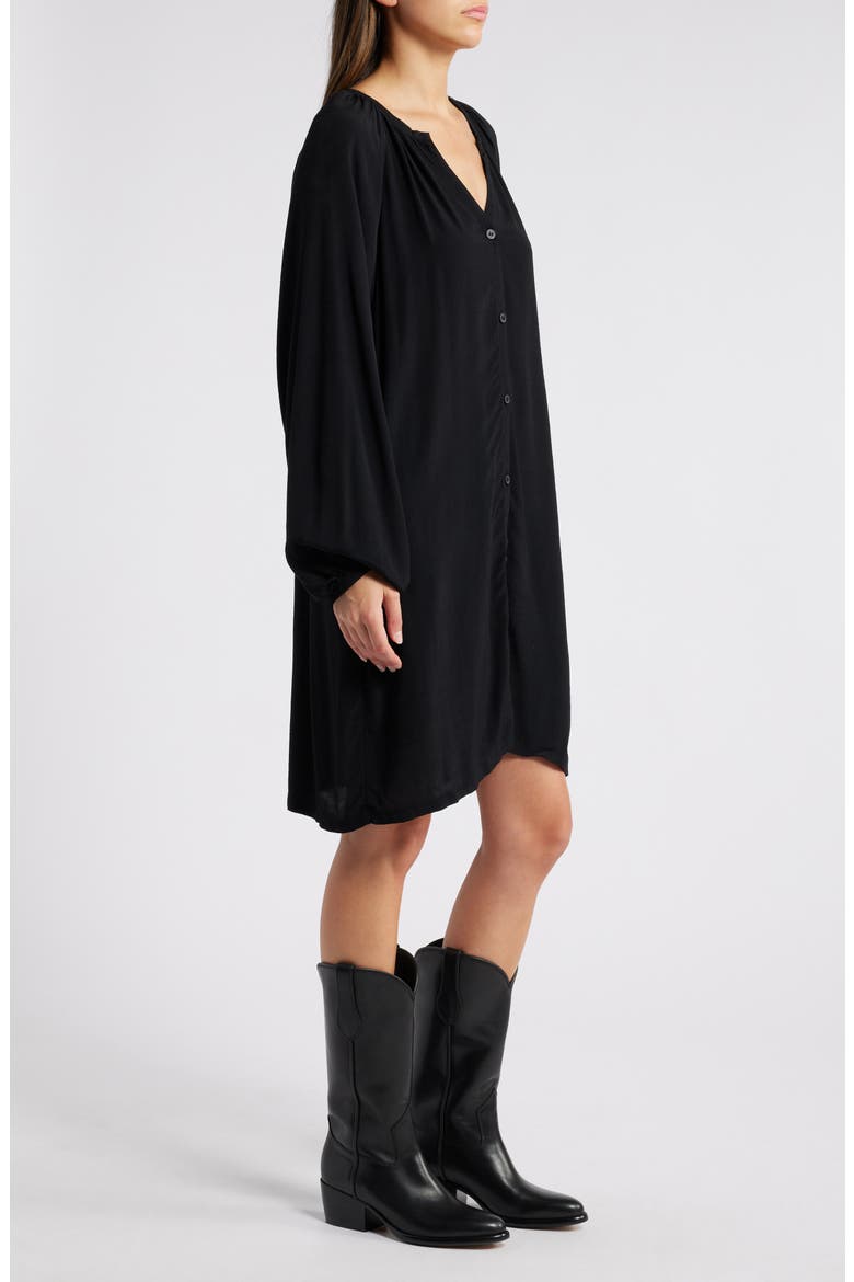 Flowy Button Front Minidress, Alternate, color, BLACK