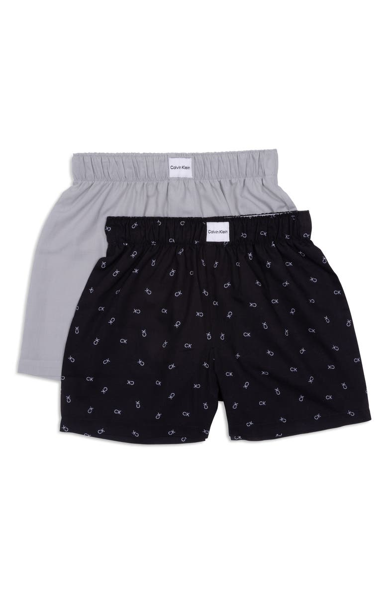 Calvin Klein Kids' 2-Pack Assorted Pajama Shorts, Main, color, Black Logo/ Grey