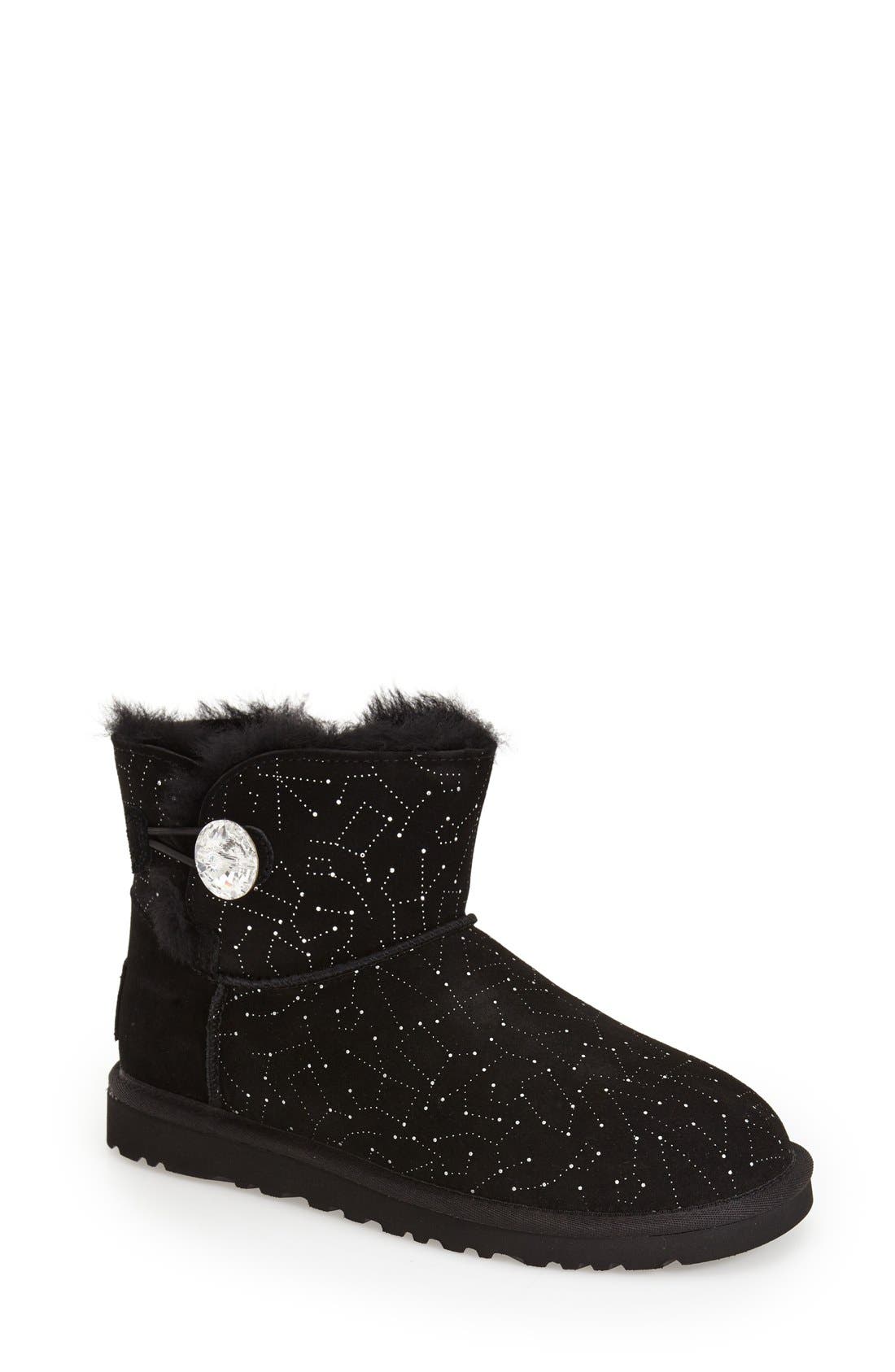 Australia 'Mini Bailey Button - Bling Constellation' Boot, Main, color, BLACK SUEDE