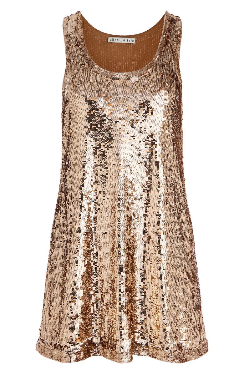 Alice + Olivia Avril Sequin Tank Minidress, Alternate, color, Tan/ Bronze