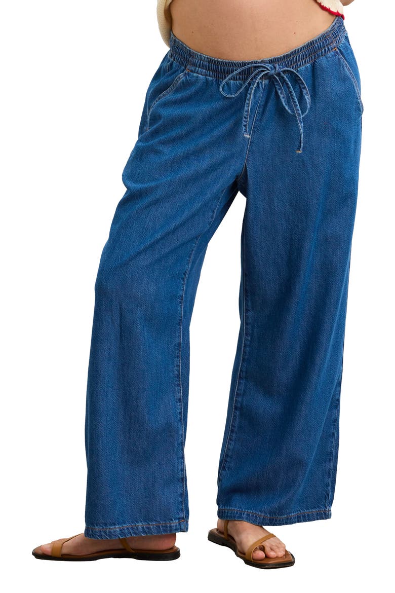 The Drapey Denim Wide Leg Pant, Main, color, True Indigo