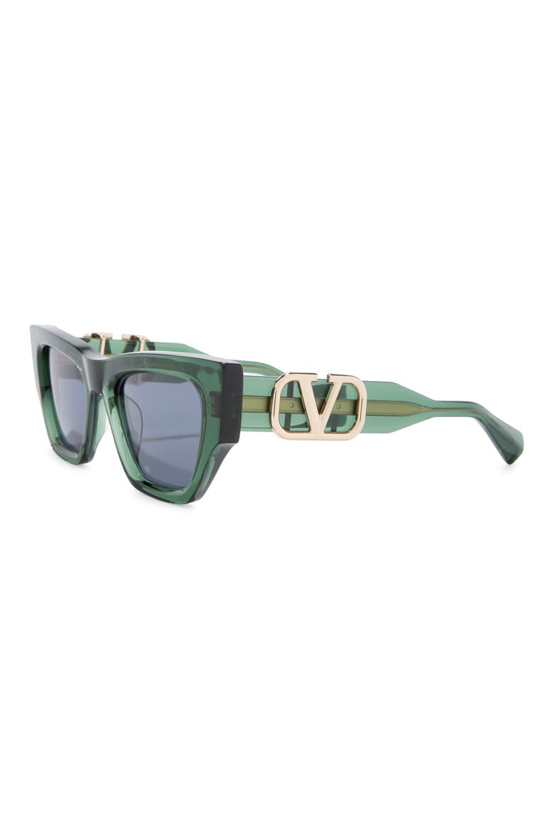 52mm Cat Eye Sunglasses, Alternate, color, GREEN GREEN GREY