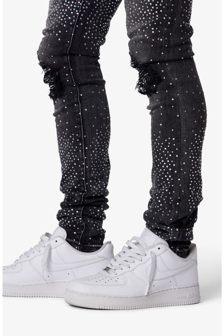 Rhinestone Distressed Skinny Jeans, Alternate, color, VINTAGE BLACK