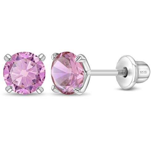 In Season Jewelry Modern Prong Solitaire Earrings in Pink at Nordstrom