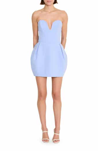 Amanda Uprichard Rosiella Pluge Neck Strapless Cocktail Minidress