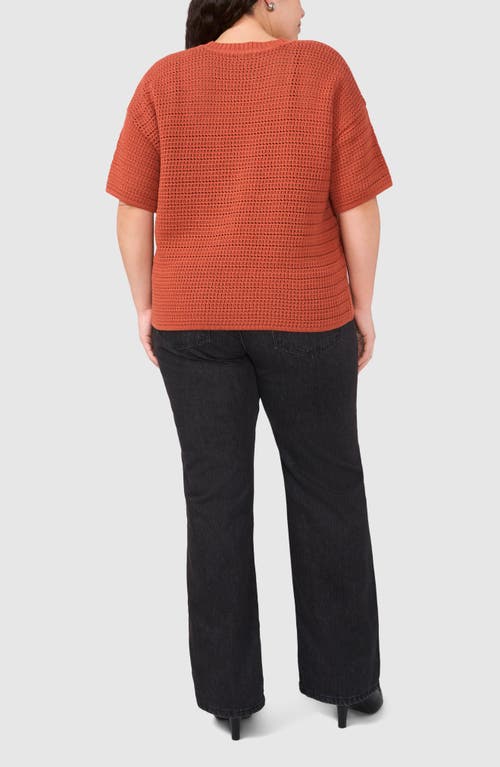 Halogen ® Open Stitch Cotton Crewneck Sweater In Brown