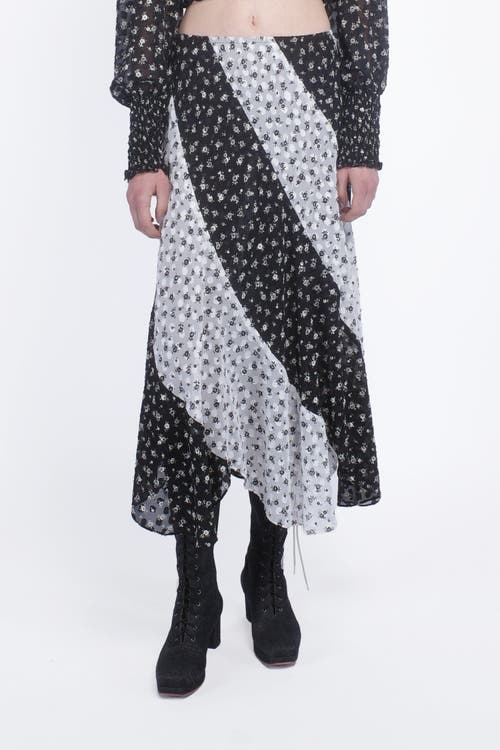 Anna Sui Ditsy Dot Chiffon Contrast Flowy Skirt In Multi