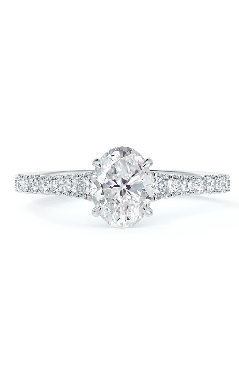De Beers Forevermark Icon<sup>™</sup> Setting Oval Diamond Engagement Ring with Diamond Band, Alternate, color,