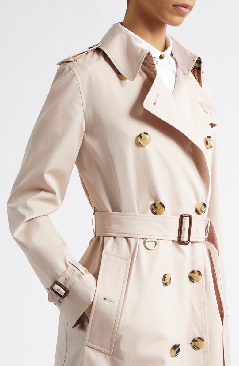 Burberry Kensington Water Resistant Tropical Gabardine Trench Coat, Alternate, color, Pale Sugar Pink