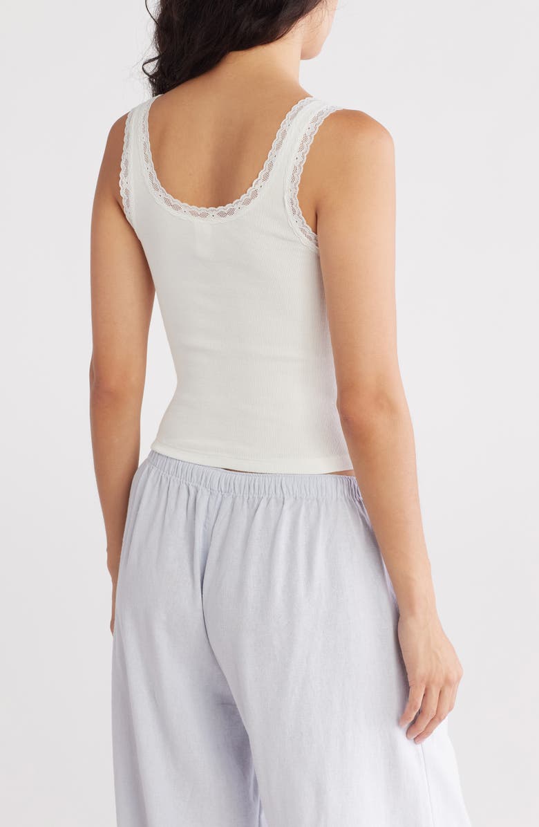 Abound Lace Trim Cotton Tank, Alternate, color, White Blanc