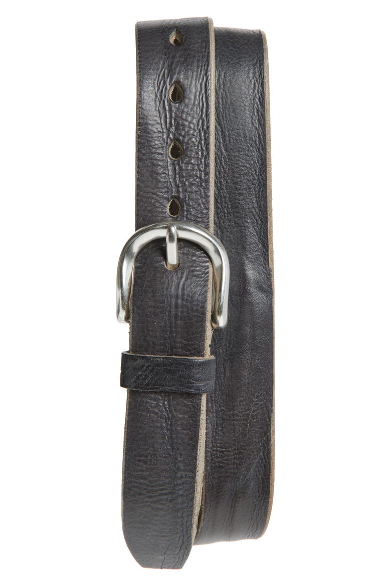 Braided Leather Belt, Main, color, SOFT COAL/ TORN BOVINE