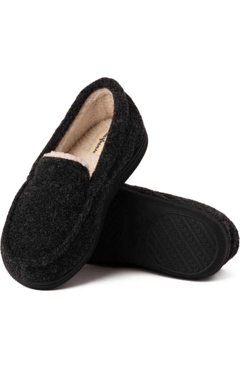 DEARFOAMS Kids Amari Moccasin Slipper, Alternate, color, Black